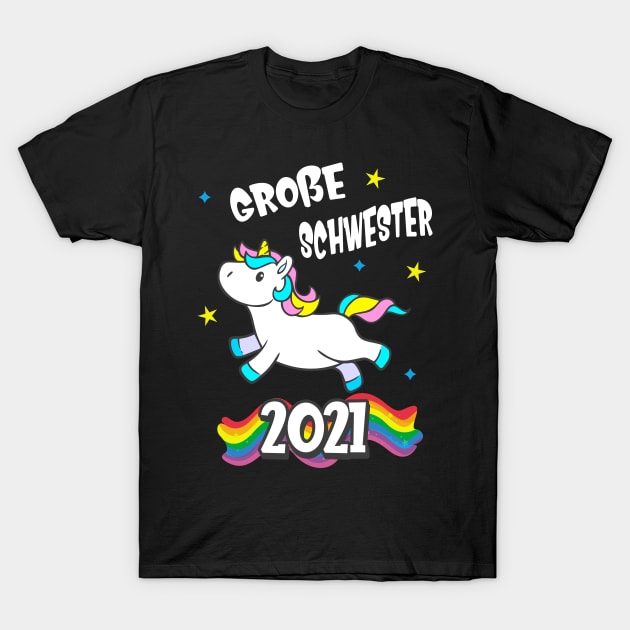 Große Schwester 2021 Einhorn Geschwister Mädchen T-Shirt by Foxxy Merch